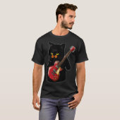 Kat die Acoustic Guitar Mannen afspeelt T-shirt (Voorkant volledig)