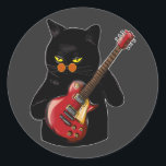 Kat die akoestische gitaar speelt ronde sticker<br><div class="desc">Kat die Acoustic Guitar Cool Musician Guitarist Family Design Classic Round Sticker Classic Collectie speelt.</div>