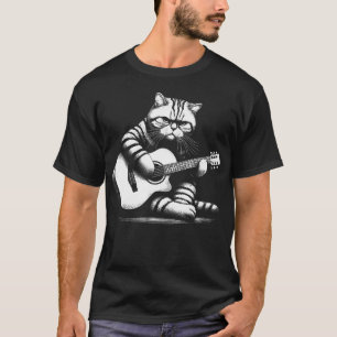 Kat die akoestische gitaar speelt t-shirt