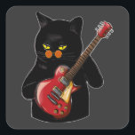 Kat die akoestische gitaar speelt vierkante sticker<br><div class="desc">Kat speelt Acoustic Guitar Cool Musician Guitarist Family Design Cadeft Square Classic Collectie.</div>
