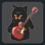 Kat die akoestische gitaar speelt vierkante sticker<br><div class="desc">Kat speelt Acoustic Guitar Cool Musician Guitarist Family Design Cadeft Square Classic Collectie.</div>