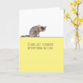 Kat die alles van tafel slaat en aan je denkt kaart (Gele Bloem)