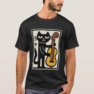 Kat die contrabas rechtopstaande basmuziekkunst sp t-shirt