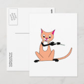 Kat die de Flute spelen Briefkaart (Voorkant / Achterkant)