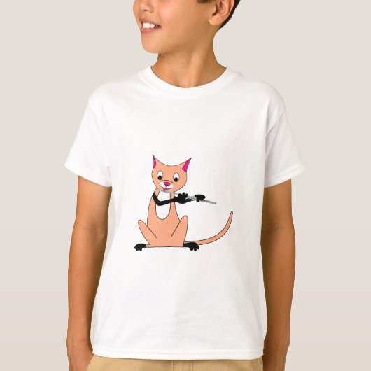 Kat die de Flute spelen T-shirt (Voorkant)
