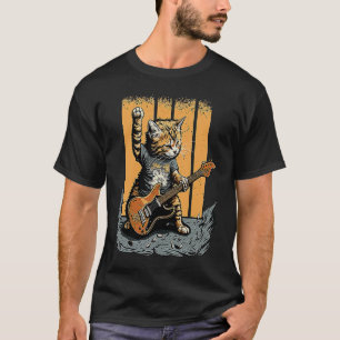 Kat die de Guitar Rock Kitty Bass Player afspeelt T-shirt