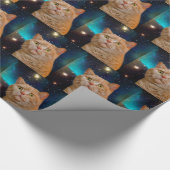 Kat die de ruimte bekijkt cadeaupapier (Hoek)
