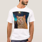 Kat die de ruimte bekijkt t-shirt (Voorkant)