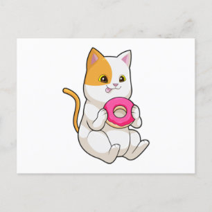 Kat die donut eet briefkaart