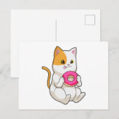 Kat die Donut Eet Briefkaart (Voorkant / Achterkant)