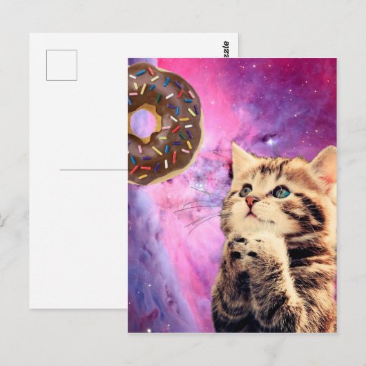 Kat die donut wil briefkaart (Voorkant / Achterkant)