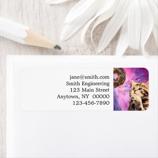 Kat die donut wil etiket (Insitu)