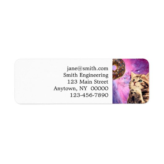 Kat die donut wil etiket (Voorkant)