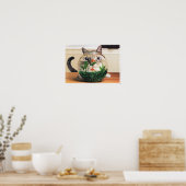 Kat die door een viskom kijkt poster (Keuken)