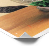 Kat die door een viskom kijkt poster (Hoek)