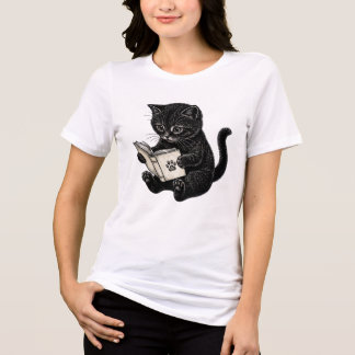 Kat die een boek leest Tri-Blend shirt
