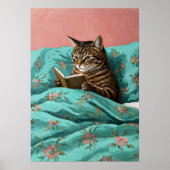 Kat die een boek leest Wall Art Poster Print (Voorkant)