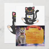 Kat die een koffie-mok knuffelt - Kies achtergrond Kaart (Voorkant / Achterkant)