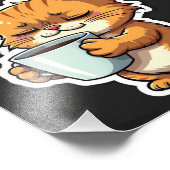 Kat die een koffie vasthoudt foto afdruk (Hoek)