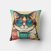 Kat die een oversized zonnebril draagt, een koffie kussen (Achterkant)