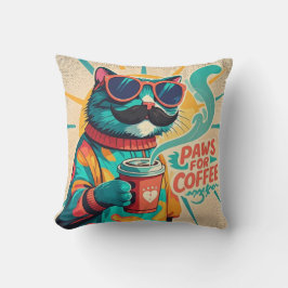 Kat die een oversized zonnebril draagt, een koffie kussen