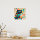 Kat die een oversized zonnebril draagt, een koffie poster (Keuken)
