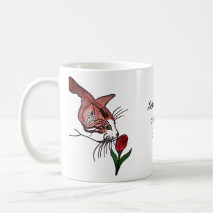 Kat die een Roos Ruikt Koffiemok