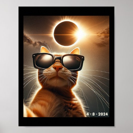 Kat die een selfie neemt met Solar 2024 Eclipse We Poster (Voorkant)