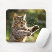Kat die een stoot geeft muismat (Met muis)
