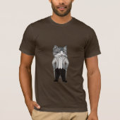  kat die een Suit Kleding draagt T-shirt (Voorkant)