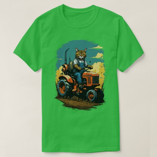 Kat die een tractor bestuurt t-shirt (Design voorkant)