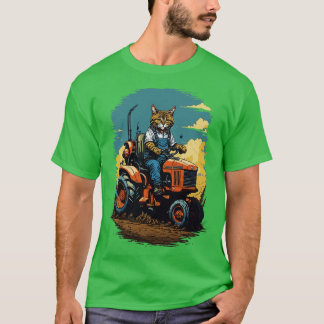 Kat die een tractor bestuurt t-shirt