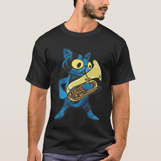Kat die eufonium speelt koperinstrument t-shirt (Voorkant)