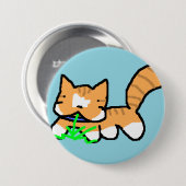 Kat die gras eet ronde button 7,6 cm (Voorkant /achterkant)