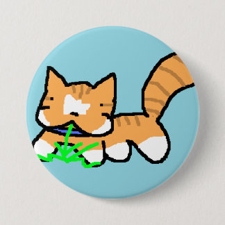Kat die gras eet ronde button 7,6 cm