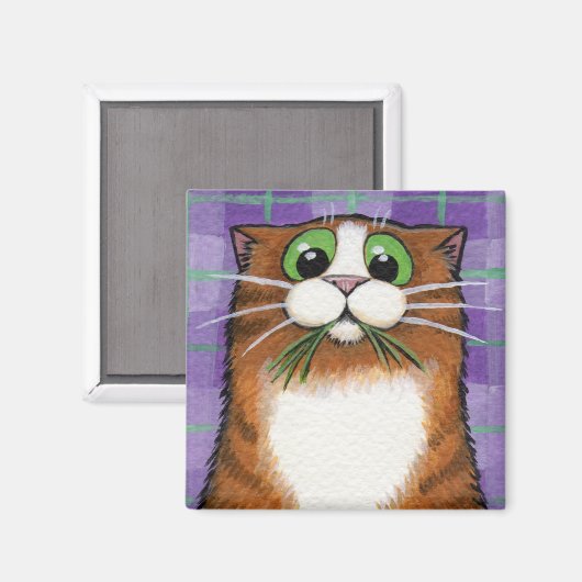 Kat die Gras Magneet eet (Voorkant / Achterkant)