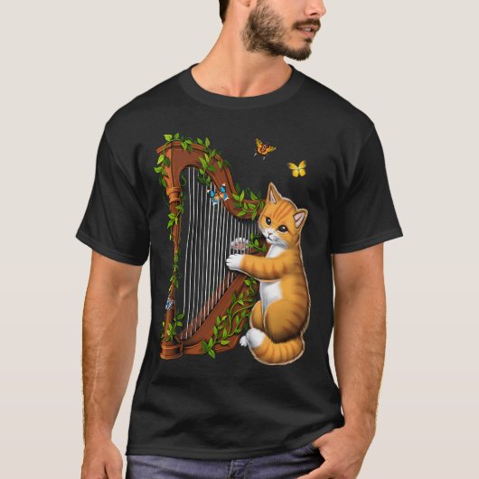 Kat die harp speelt t-shirt (Voorkant)