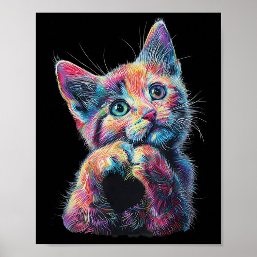Kat die hartvorm maakt liefde gebarentaal Kattenli Poster (Voorkant)