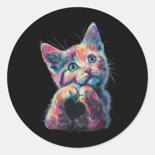 Kat die hartvorm maakt liefde gebarentaal Kattenli Ronde Sticker