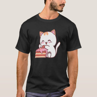 Kat die heerlijke cake snoep eet achteruit t-shirt