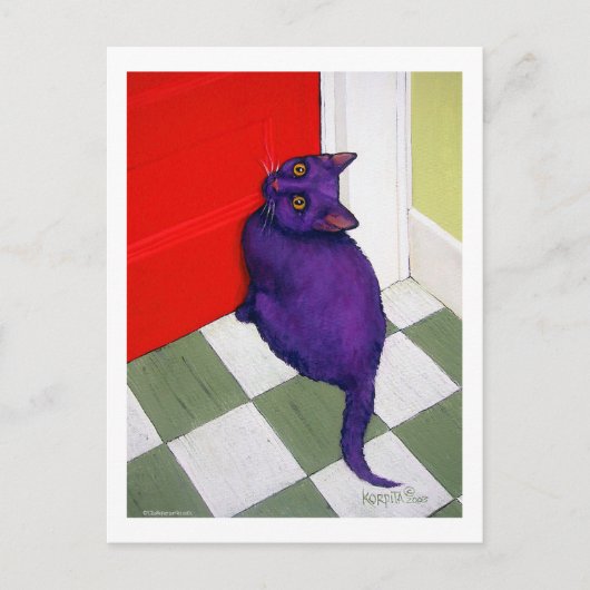 Kat die hier wil uitstappen briefkaart (Voorkant)