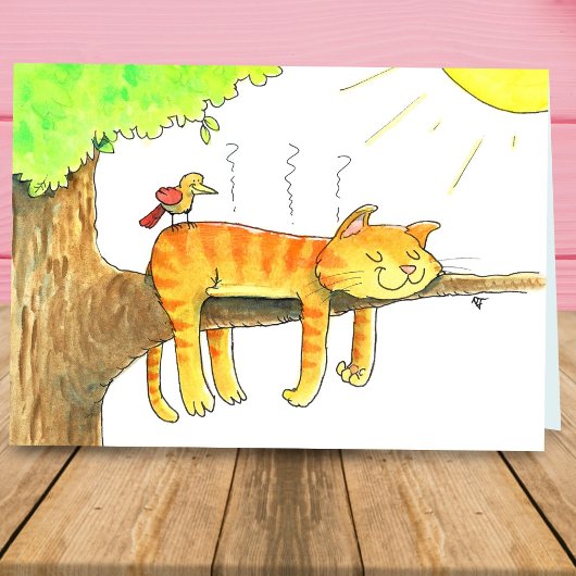 Kat die in de zon groet slaapt kaart