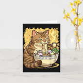 Kat die Japanse Ramennoedels eet Kaart (Gele Bloem)