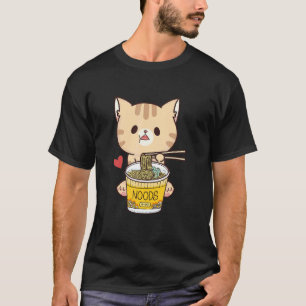 Kat die Japanse Udon Soep Noedels Eet Voedsel Udon T-shirt