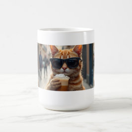 Kat die koffie drinkt op straat koffiemok
