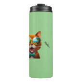 Kat die lacht met een zonnebril thermosbeker (Voorkant)