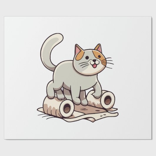 Kat die met toiletpapier speelt cadeaupapier (Vlak)