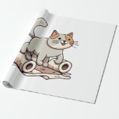Kat die met toiletpapier speelt cadeaupapier (Uitgerold)
