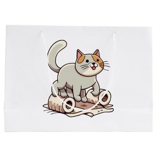 Kat die met toiletpapier speelt groot cadeauzakje (Achterkant)