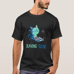 Kat die naar Aziatisch eten verlangt Japans Sushi T-shirt